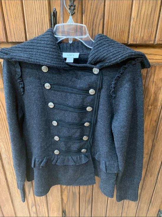 LOFT Jackets & Blazers - Ann Taylor Loft Sweater 109% Merino Wool Size Large Military style